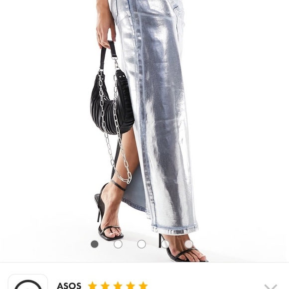 Urban Outfitters/AmyLynn Metallic Silver Maxi Skirt - Picture 2 of 5